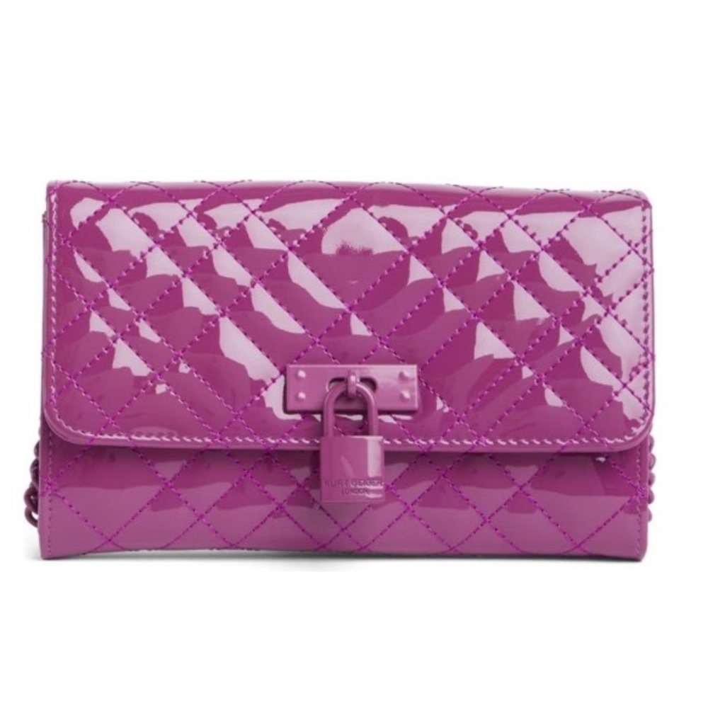 Kurt Geiger Purple Quilted Crossbody Bag with Glossy Finish